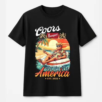 Coors Banquet T-Shirt, 'Gulf Of America' Graphic, Perfect For Beach Days & Outdoor Gatherings, Comfortable Fit