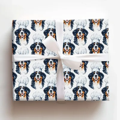 Cooking with the Bernese Mountain Dogs - Gift Wrap for Christmas, Holidays Wrapping Paper, Christmas Wrapping Paper