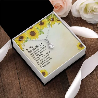 Ribbon Pendant Necklace -To My Bonus Mom- Takes Someone Special Alluring Beauty Necklace