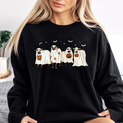Ghost Cows Halloween Sweatshirt ,Gildan Sweatshirt,Full Color,For Men,For Women,Casual,Classic Fashion,Full Sizes,Sweatshirt Print