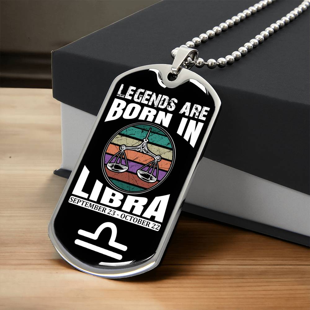 Libra Legend Personalized Dog Tag Necklace - Army Tag Necklace, Dog Tag