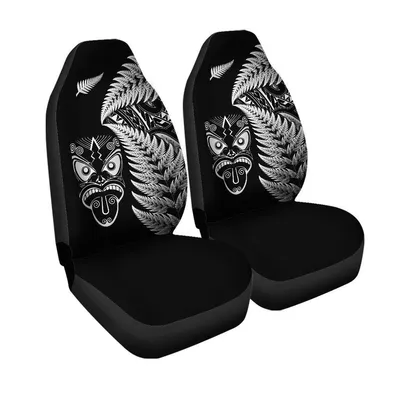 New Zealand Haka Rugby Maori Car Seat Coverlver Fern Vibes Black