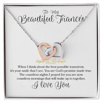 Interlocking Hearts - To My Beautiful Fiancee Interlocking Hearts Necklace