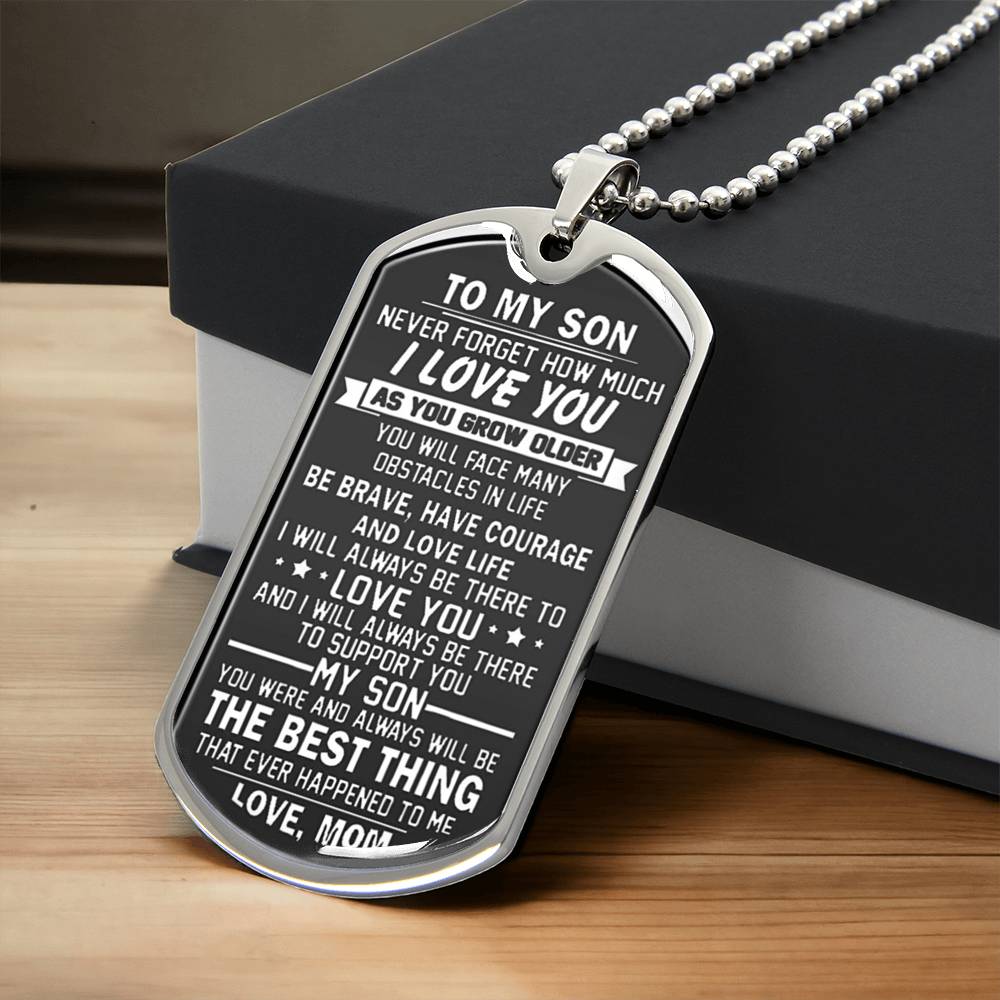 Mom To Son Necklace, To My Son Dog Tag Pendant, Mother To Son Gifts, Son Gift From Mom, Inspirational Son Necklace - Army Tag Necklace, Dog Tag