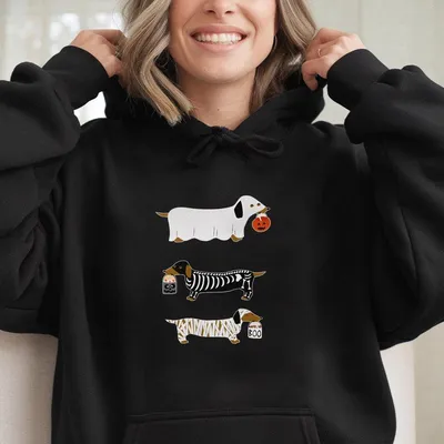 Dachshund Halloween Hoodie Halloween Hot Dog Hoodie Wiener Dog Hoodie Funny Sausage Dog