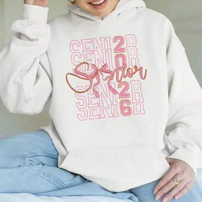 Senior Class Of 2026 Hoodie ,Pink Glitter Graduation Graphic,Unisex School Spirit,Cute Senior Year Apparel