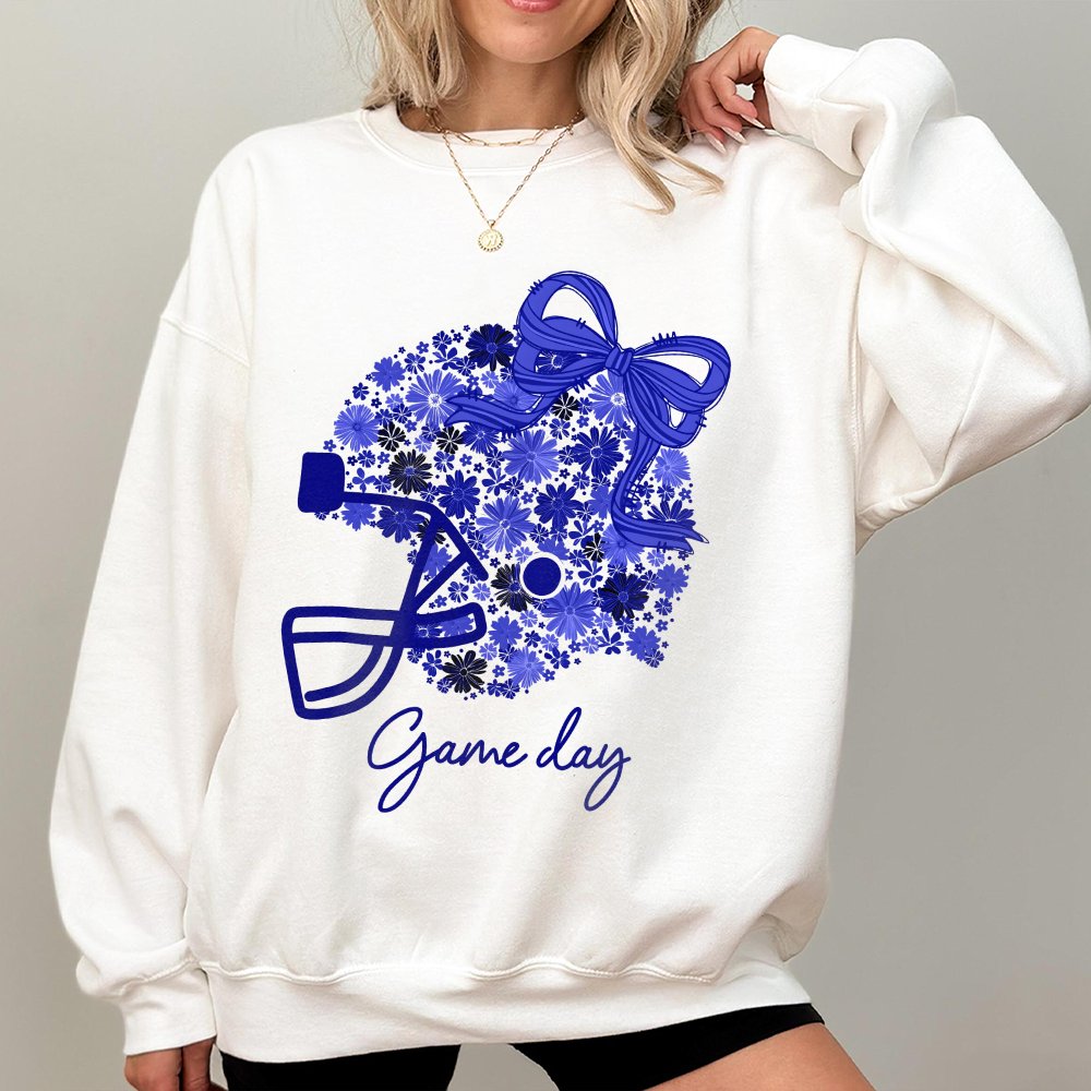Colorful Floral Football Helmet Sweatshirt Football Sweatshirt Football Gifts Game Day Sweatshirt Touch Down Season Gifts Coquette