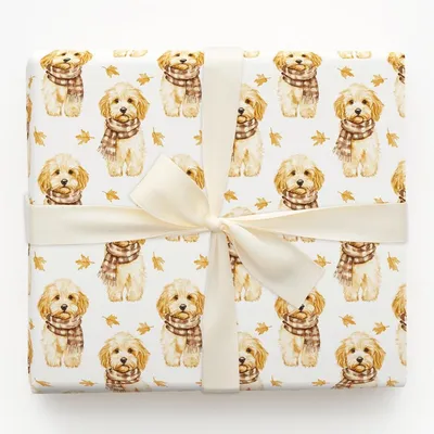 Bundle Up with the Goldendoodle - Gift Wrap for Christmas, Holidays Wrapping Paper, Christmas Wrapping Paper