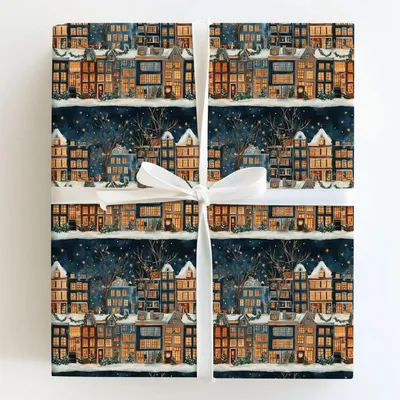Amsterdam Aglow - Gift Wrap for Christmas, Holidays Wrapping Paper, Christmas Wrapping Paper