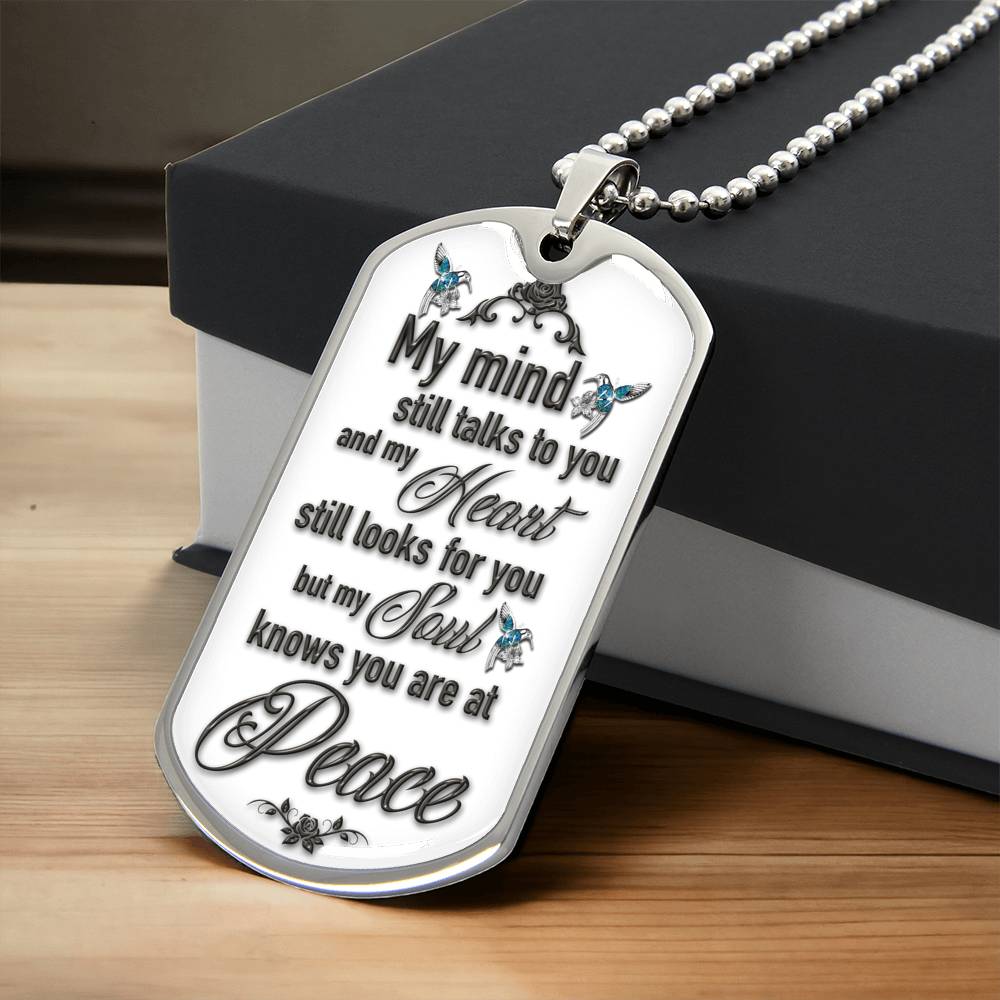 Blue Hummingbird Glass Tile Pendant Necklace - Hummingbird Cameo Pendant Necklace - Bird, Hummingbird Lover, Collector Gift - Army Tag Necklace, Dog Tag