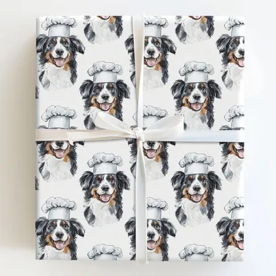 Cooking with the Australian Shepherds - Gift Wrap for Christmas, Holidays Wrapping Paper, Christmas Wrapping Paper