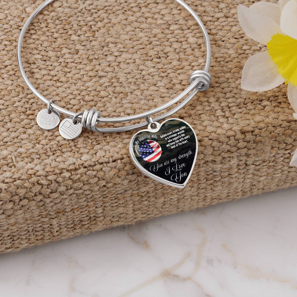From Your Soldier Husband-You Are My Strength Bangle Heart Bangle