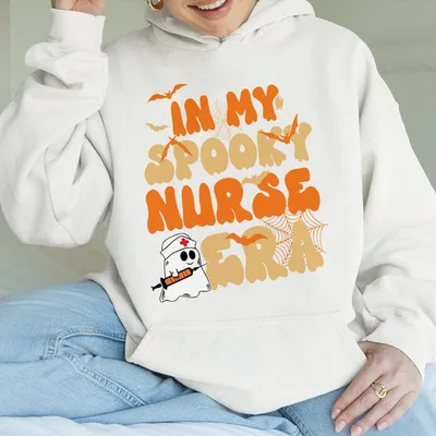 Nurse Halloween Hoodie, Halloween Hoodie, Rn Nurse Gifts, Halloween Emergency Nurse Spooky Hoodie, Pumpkin Hoodie, Registered Nurse Halloween Hoodie