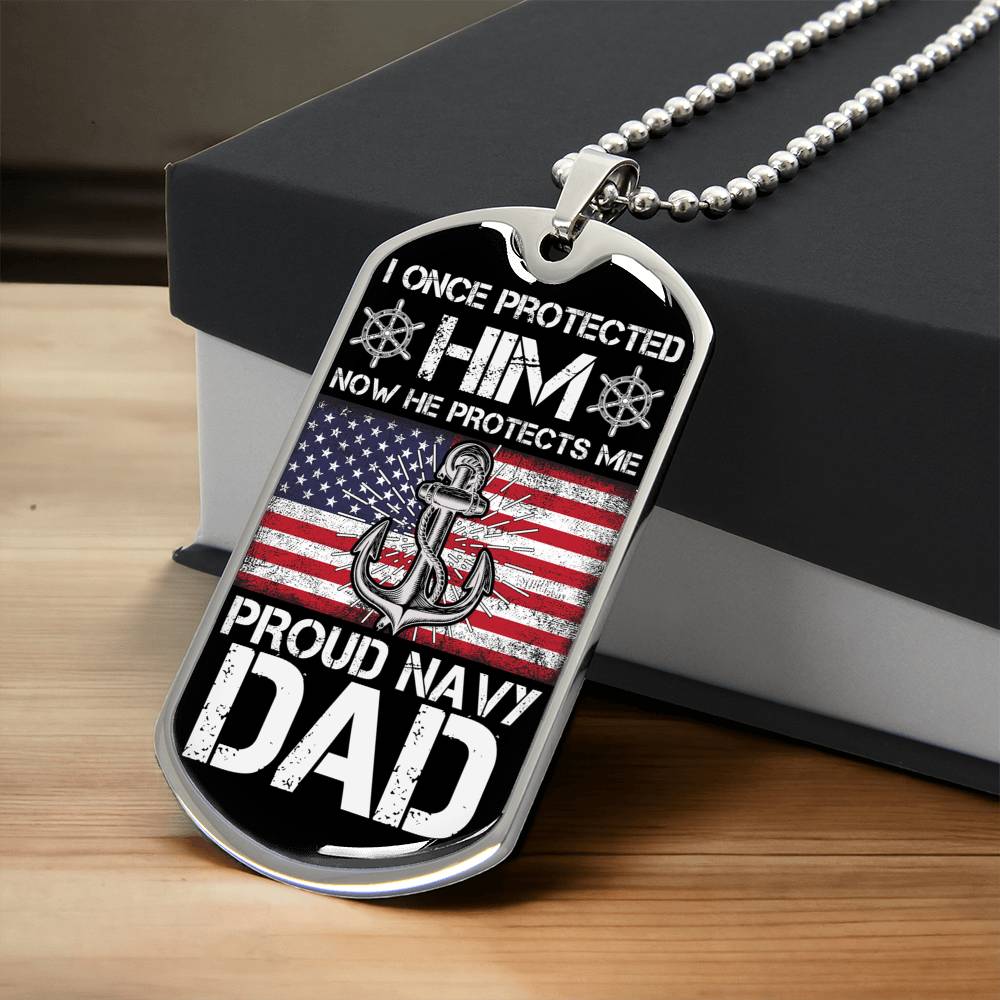 Proud Navy Dad , Navy Dad Gift, Proud Navy Dad Dog Tag, Fathers Day Gift For Navy Dad, Dog Tag Gift For Proud Navy Dad - Army Tag Necklace, Dog Tag