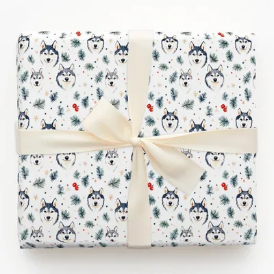 Holiday Husky Hike - Gift Wrap for Christmas, Holidays Wrapping Paper, Christmas Wrapping Paper