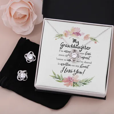 My Granddaughter from Grandmother Keepsake Love Necklace and Earrings Set for When You are Apart