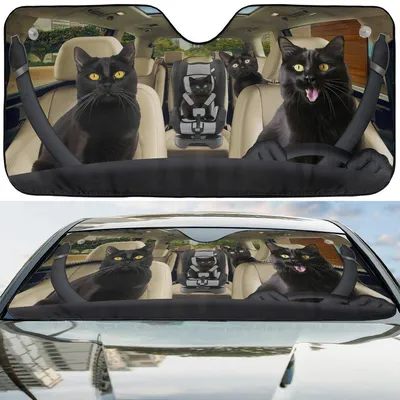 Black Cat Car Sunshade, Black Cat Car Windshield, Car Windshield Cover, Bl Car Sunshade