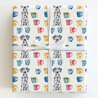Coffee Day with the Dalmatian - Gift Wrap for Christmas, Holidays Wrapping Paper, Christmas Wrapping Paper