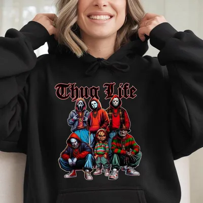 Halloween Thug Life Youth Hoodie, Horror Friends Kids Hoodie, Halloween Movie Hoodie, Costume Youth Hoodie