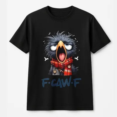 F-Caw-F Black Crow Black Bird Funny Crow F-Caw-F T-Shirt, T-Shirt Top Streetwear, Vintage , Retro T-Shirt