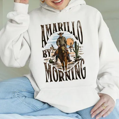 Amarillo By Morning Cowboy Hoodie, George Strait Western Vintage Hoodie, Retro Country Rodeo Unisex, Menswear Tops