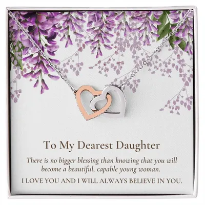 Interlocking Hearts Dearest Daughter Pendant Necklace Interlocking Hearts Necklace