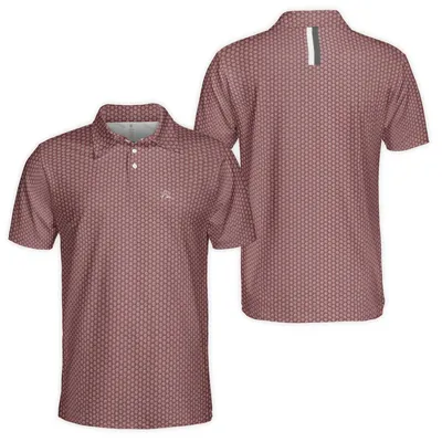 Burgundy Textured Micro-Pattern Polo Polo Shirt, Minimalist Casual Wear, Men Women Full Size