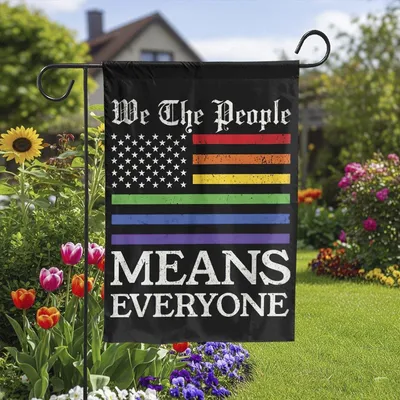We The People Means Everyone Garden Flag, Equality Pride Yard Decor, American Flag Outdoor Sign Vertical Garden Flag