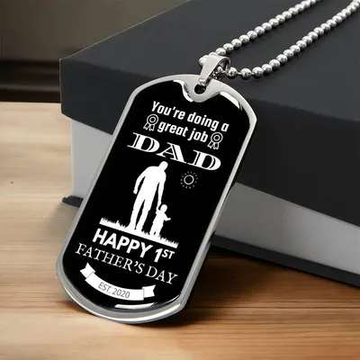 To My Dad, Love Your Son, Premium Dog Tag Necklace Dog Tag Necklace, Dad Gift, Papa Gift, Father's Day - Army Tag Necklace, Dog Tag