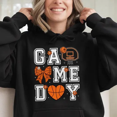 Basketball Game Day Coquette Bow Hoodie ,Basketball Mama,Basketball Mom Hoodie