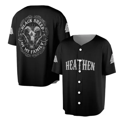 Baseball Jersey, Heathen Black Sheep Graphic, Valhalla Viking Norse Mythology Baseball Jersey, Skull