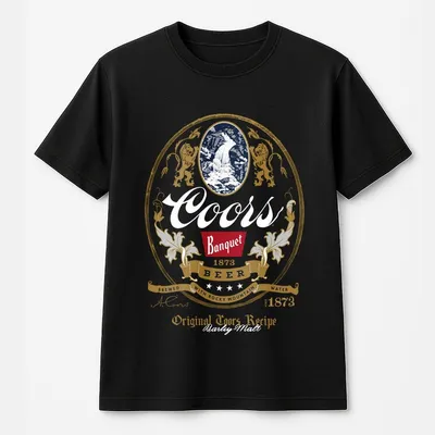 Coors Banquet Beer T-Shirt – Classic Black With Vintage Label Graphic – Perfect For Beer Lovers, Casual Outings & Country