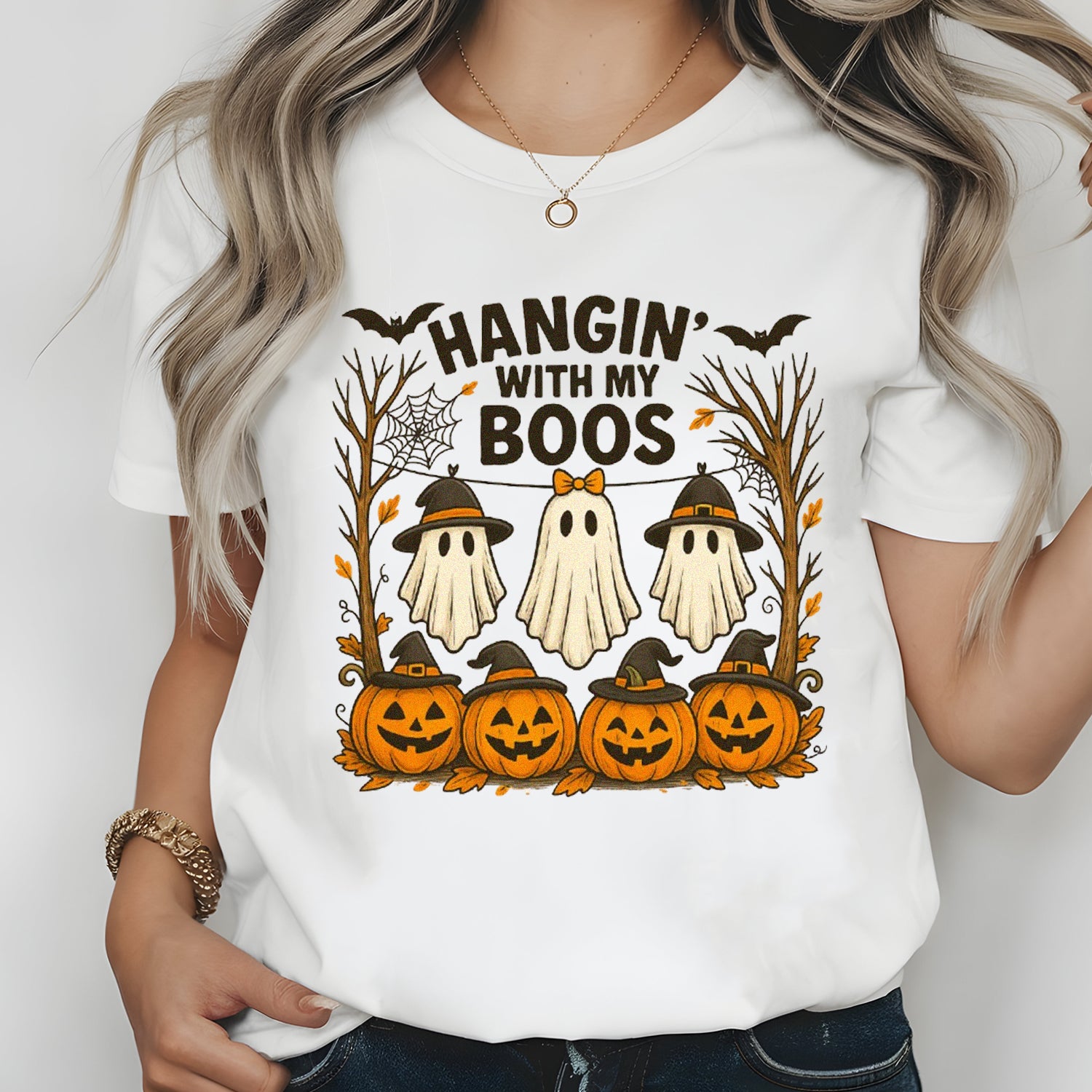 Funny Ghost and Pumpkin Halloween T-Shirt – Cute Graphic Tee