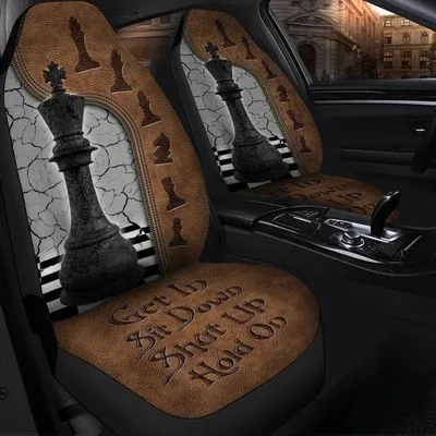 King Chess Front Car Seat Cover Get In Shut Up Hold On Chess Auto Front Seat Covers