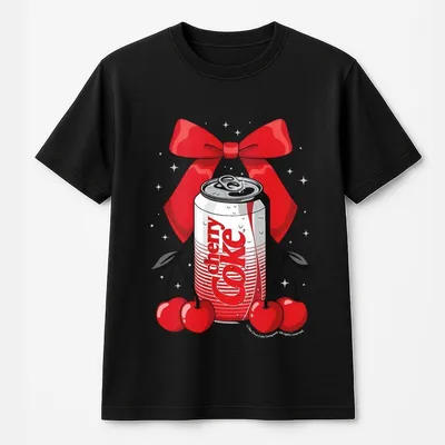 Cherry Coke T-Shirt, 'Cherry Coke Can With Red Bow' Graphic, Sweet & Fun For Soda Lovers