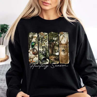 Hunting Season Sweatshirt Camo Coquette Bow Sweatshirt Deer Hunting Sweatshirt Duck Hunter Sweatshirt Preppy Hunting Sweatshirt Girl Fall Camo