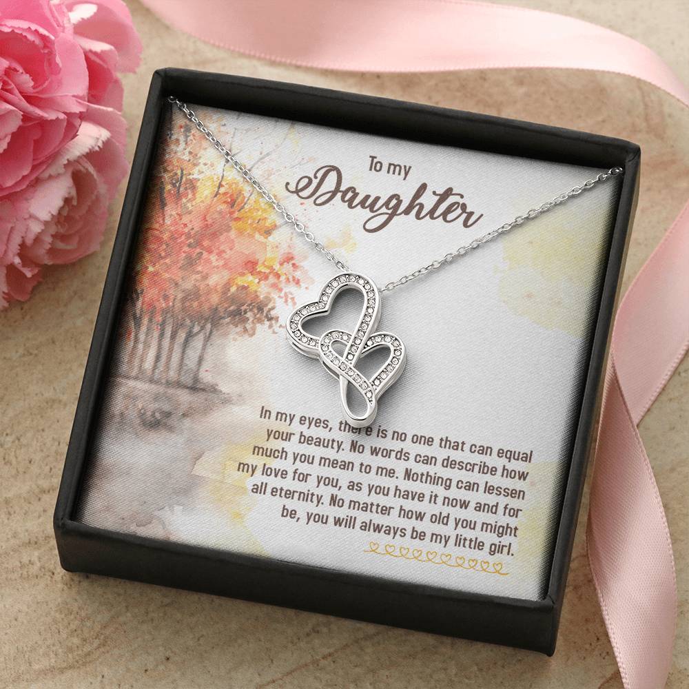 To My Daughter Necklace - Mom To Daughter Double Heart Necklace Gift - Mom And Daughter Always Remember Gift From Mom 3 Double Hearts Necklace