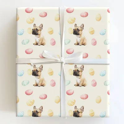 Easter Eggs with the Tan Frenchie - Gift Wrap for Christmas, Holidays Wrapping Paper, Christmas Wrapping Paper