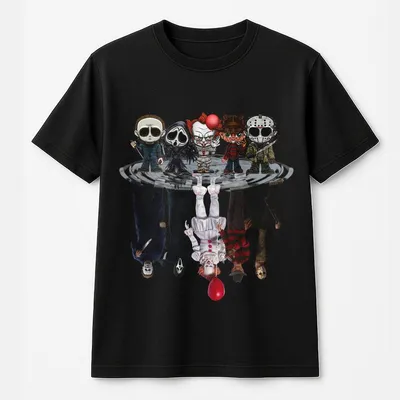 Horror Movie T-Shirt, Halloween T-Shirt, Scary Characters, Funny Horror Gift, Spooky Season, Creepy Chibi