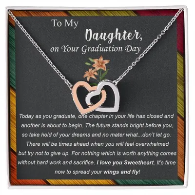 To My Daughter On Your Graduation Day Heart Lock Necklace From Parent Interlocking Hearts Necklace