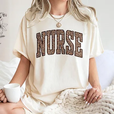 Leopard Nurse T-Shirt, Rn T-Shirt, Cute Nurses T-Shirt, Nurse Life T-Shirt, Nursing School, Registered Nurse T-Shirt, Nurse Gifts, For Women Men