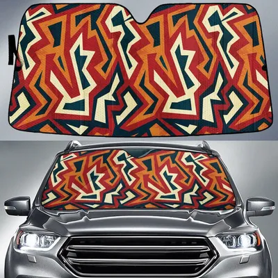 Tribal Lines Lunarable Pattern In Hot Color Car Sun Shades Cover Auto Windshield PrintSyde