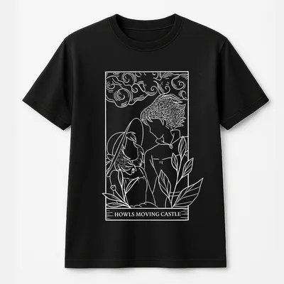 Unisex Anime T-Shirt, Howl'S Moving Castle, Studio Ghibli, Howl & Sophie, Calcifer Graphic Top
