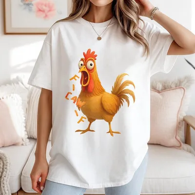 F Caw F Quote T-Shirt Hilarious Chicken Rooster Meme Graphic Oversized Streetwear Hip Hop T-Shirt For Gen Z Viral