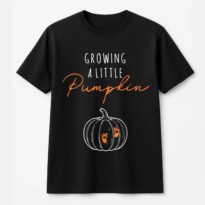 Growing A Little Pumpkin T-Shirt, Fall Pregnancy Announcement T-Shirt, Baby Footprints Graphic
