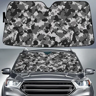 Hydro Dipping Film Black Grey Camo Pattern Printed Car Sun Shades Cover Auto Windshield PrintSyde