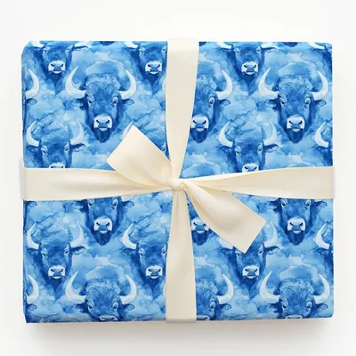 Buffalo Blue - Gift Wrap for Christmas, Holidays Wrapping Paper, Christmas Wrapping Paper