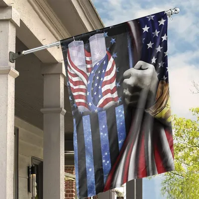 Firefighter 9.11 Twin Towers American Flag Honor Fireman Memorial Patriot Day Sense Gift Vertical House Flag