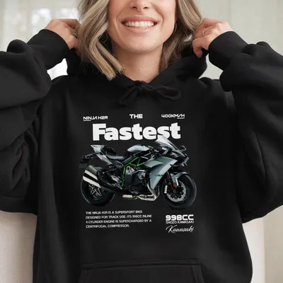 Kawasaki The Ninja H2r Back Print 90s Car Hoodie Menswear Top, Unisex Trending Hoodie, Hoodie