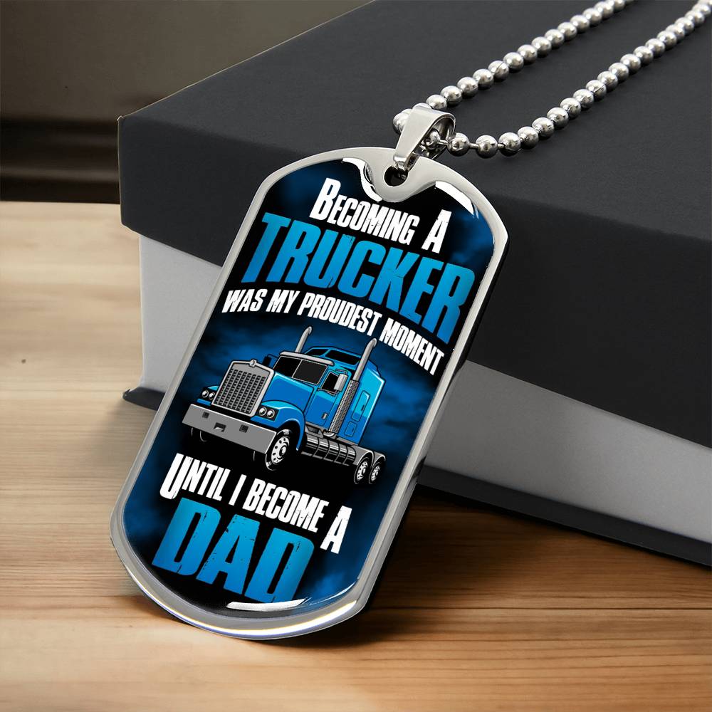 Rucker Dad Gifts Necklace, Drive Safe, Truckers Necklace, Drivers Gift, My Heart Belongs To A Trucker Necklace - Army Tag Necklace, Dog Tag